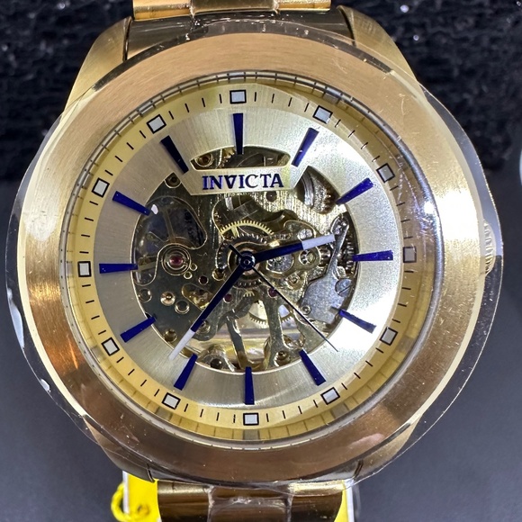 Men's (NWT) Golden Skeletonized Face with a Gold Bezel and Gold Band - Picture 2 of 6